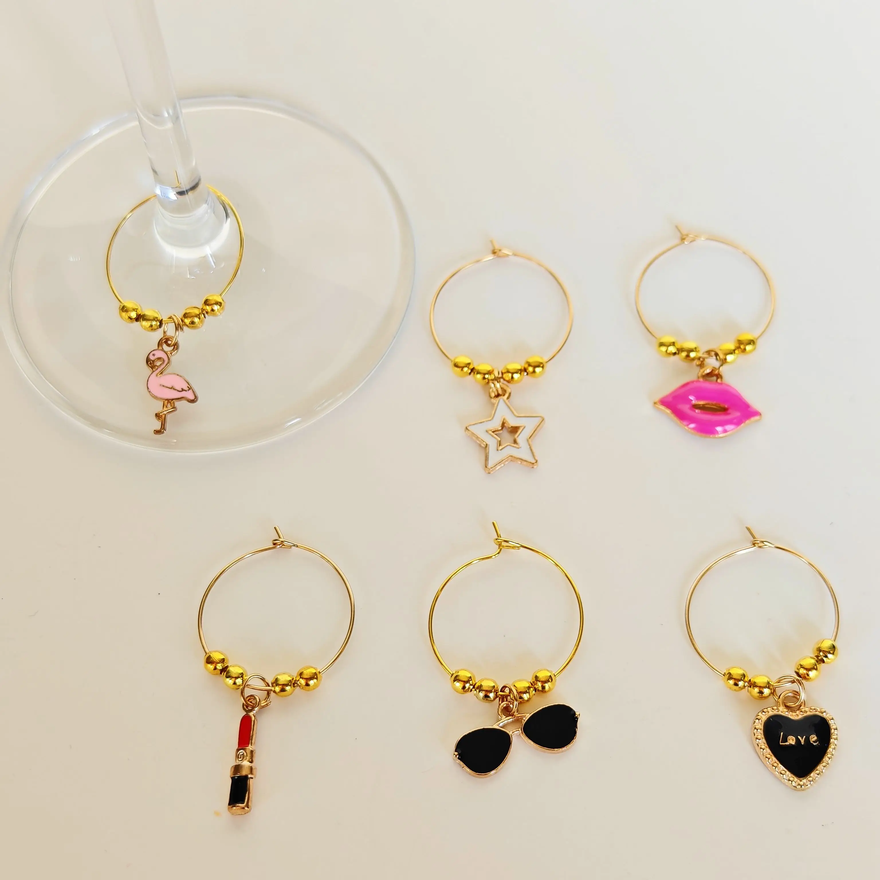 Wine charms New Fashion Design 6PCS Wine Glass Charms Rings Marker Christmas Party Bar Table Decorations Christmas Gift