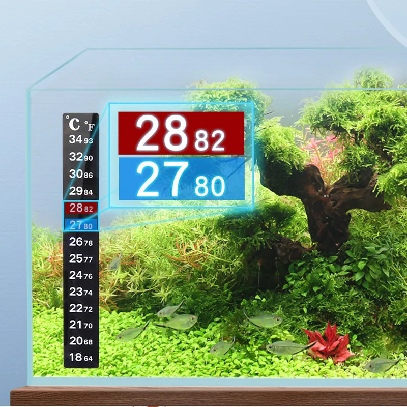 Digital Aquarium Home Stick-on Thermometer Fish Tank Strip Dual Scale C/F Discolor Temperature Measurement Sticker Tools