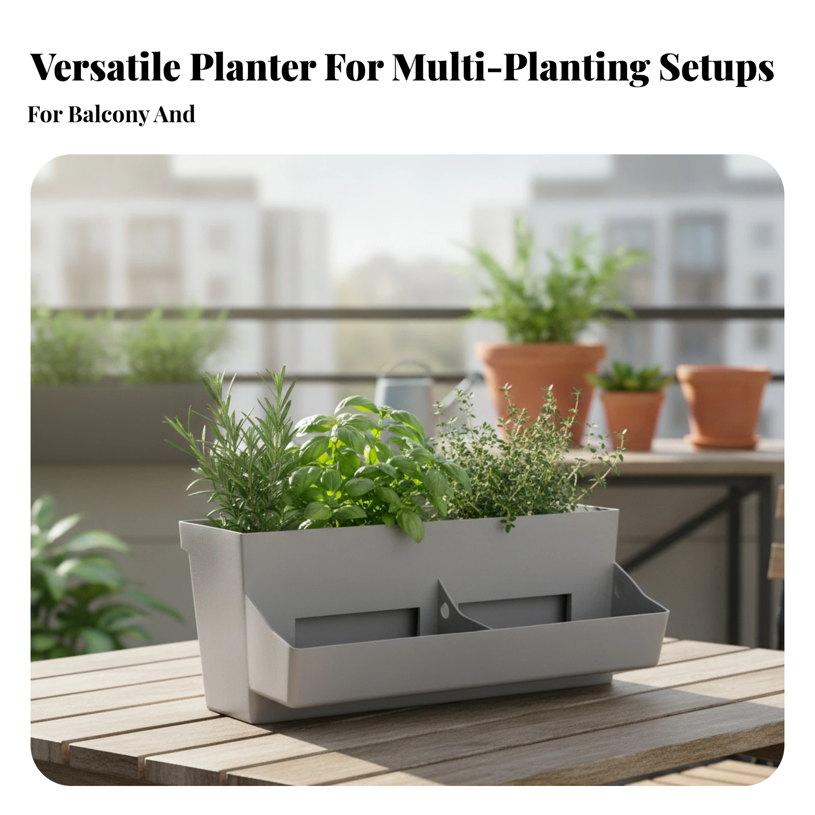Rectangular Planter with Drainage Holes Plastic Garden Planter Box with Drainage Holes Container Outdoor for Gardeners, Balcony