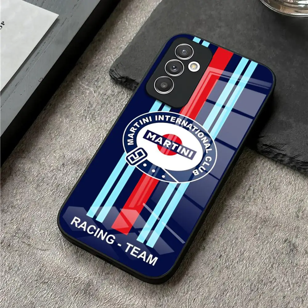 Martini Racing Horizontal Stripe Phone Case For S24 Ultra Samsung S23 Fe S22 S20 S21 Plus Galaxy A54 A34 A24 A53 Glass Cover