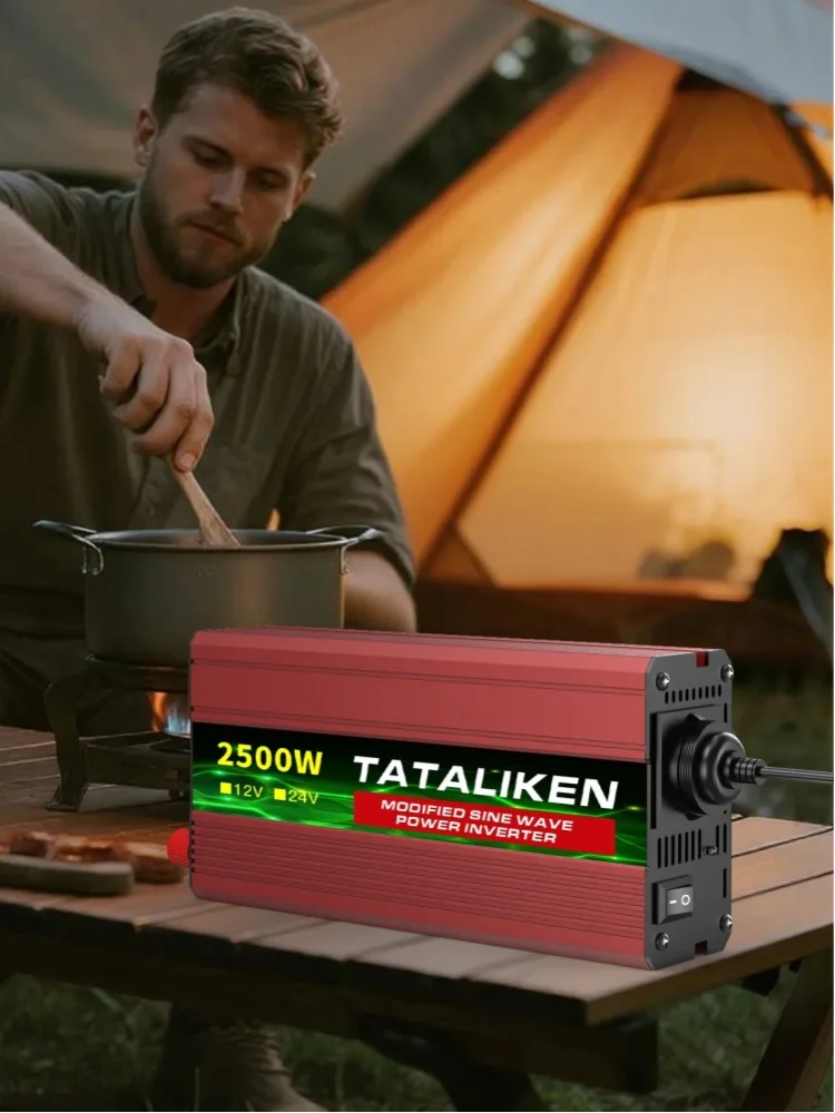 Konwerter energii słonecznej o mocy 2000–4000 W, zasilający 24 V na 220 V, częstotliwość 50 Hz, z portami USB, wtyczką europejską i wentylatorem z regulacją temperatury, przeznaczony do systemów — 2