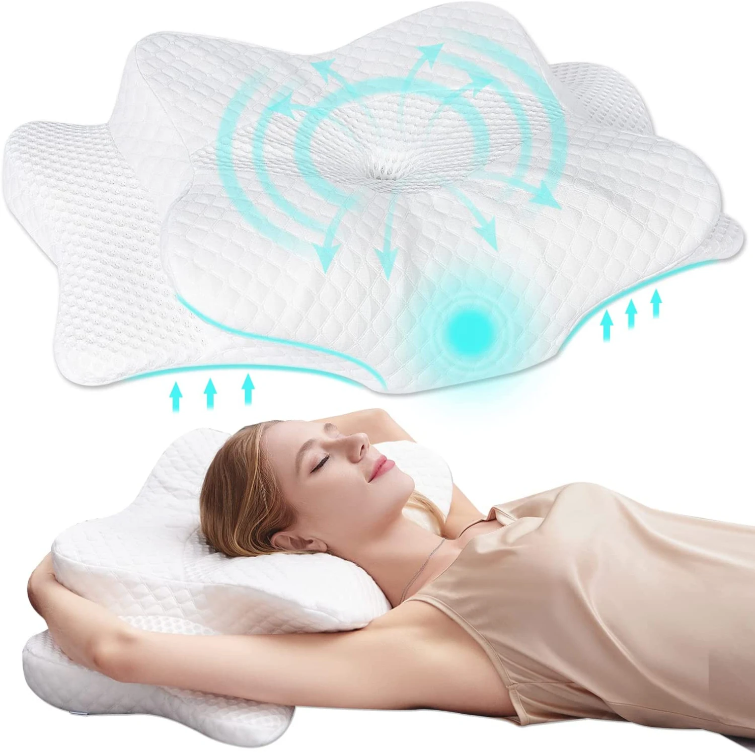 Enjoy the Ultimate Comfort and Support with our Luxurious Memory Foam Orthopedic Neck Support Pillow - Experience Optimal Neck S