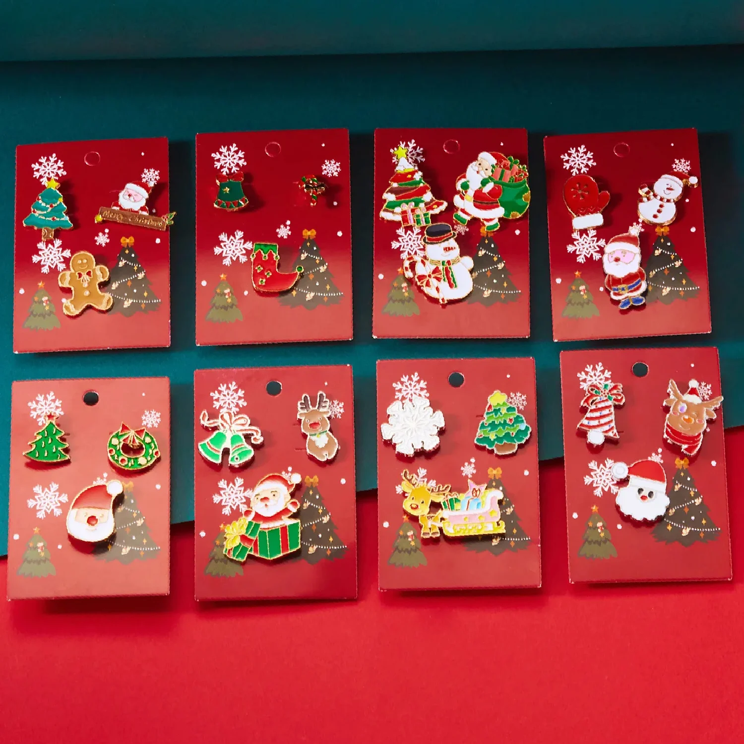 Rinhoo 3pcs/set Christmas Santa Claus Deer Snowman Brooch For Women Xmas Hat Gloves Tree Star Acrylic Enamel Badge Party Jewelry