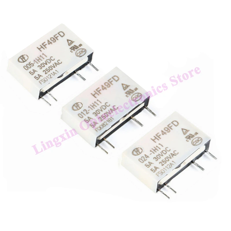 5pcs Relay DC 5V 12V 24V hf49fd - 005/012/024 -1H11 1H11T 1H12 1H12T 4 Pin 5A relays HF49FD-005-1H11T HF49FD-012-1H12T Original 