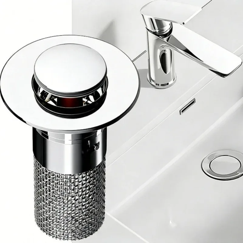 

Washbasin leak proof plug, stainless steel odor proof bullet core, pressure type sink drainage pipe, universal accessor