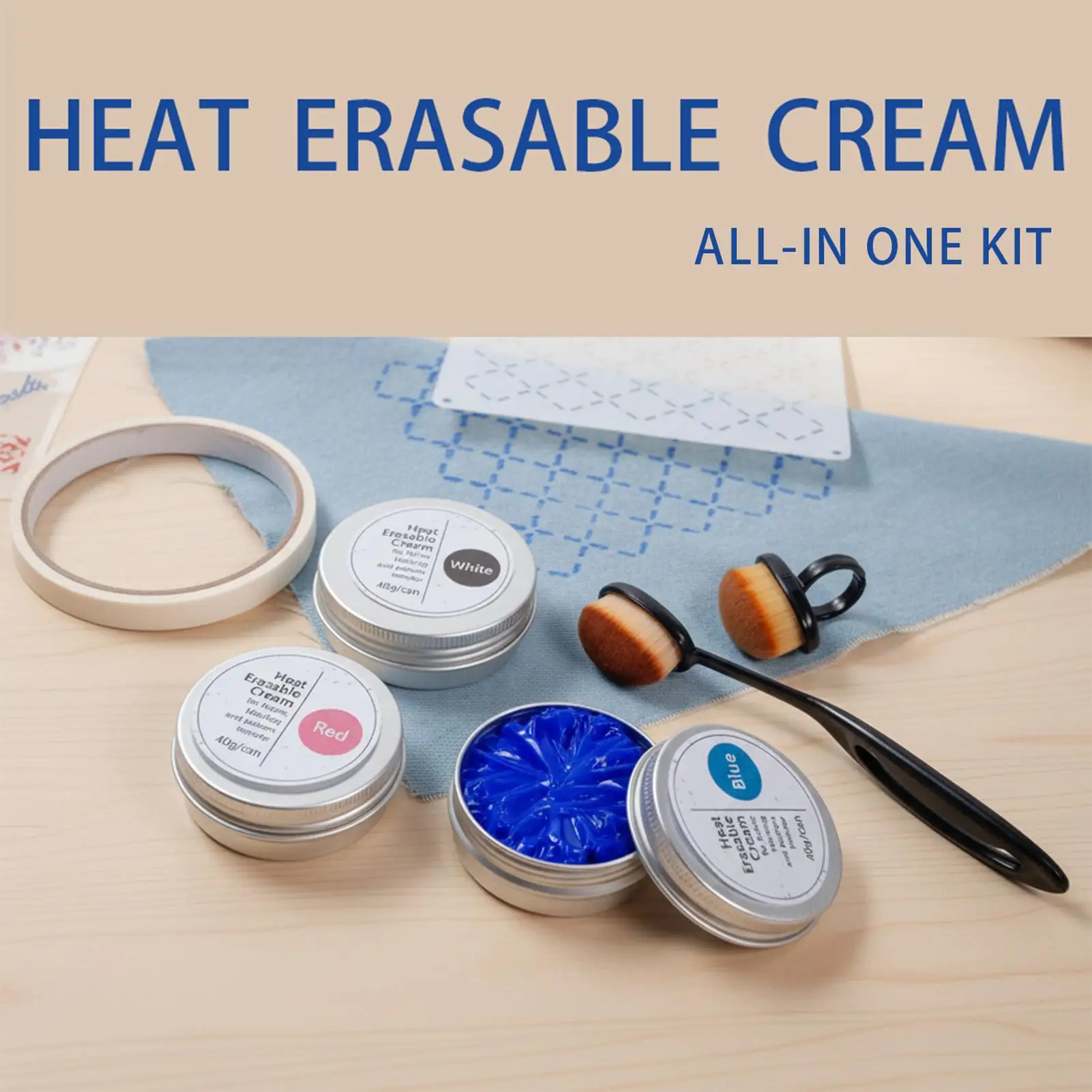 40g/can Heat Erasable Fabric Cream Iron Off Pattern Transfer Cream kit For DIY Embroidery Stitch Marking No Residue