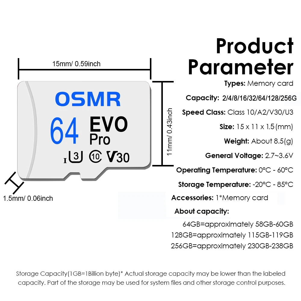 

OSMR Micro TF Card Высокоскоростная мини-карта 32 ГБ 64 ГБ 128 ГБ TF Flash Card Extrem Pro Карта памяти для смартфона/камеры