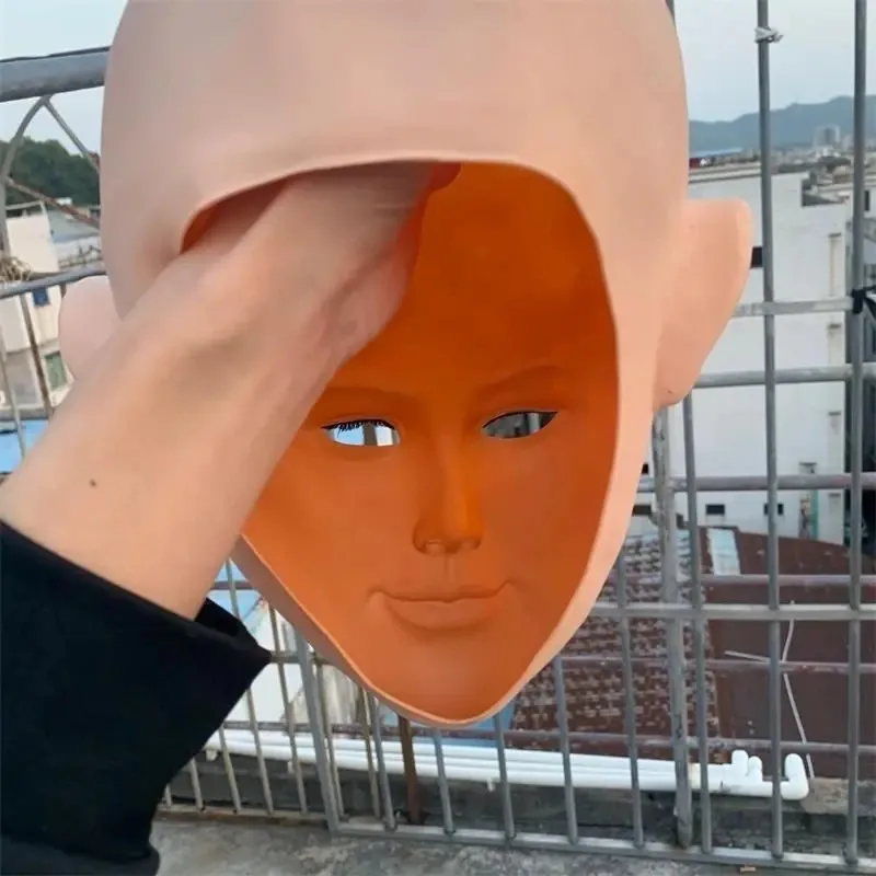 For Silicone‑Full‑Face‑Cosplay‑Mask,‑Novelty‑Halloween‑Costume‑Head‑Cover‑Prop,‑Stage‑Show‑&‑Themed‑Party‑Dress‑Up‑Decoration