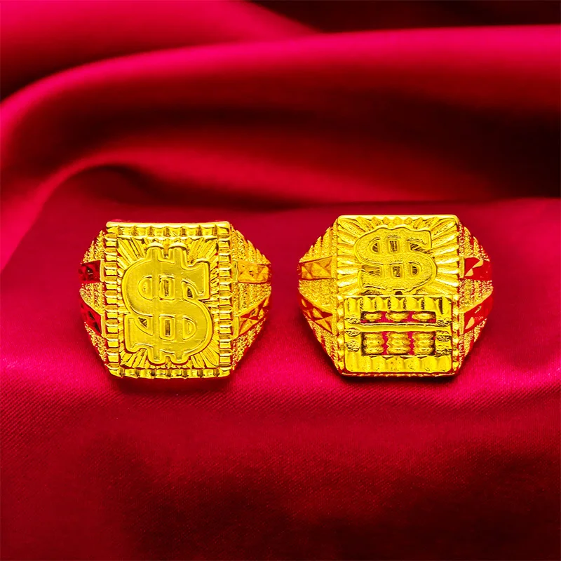 Abacus Fashion Open Ring Men's 24K Gold AU999 - Trendy classic gold abacus ring, with auspicious fortune-attracting meaning