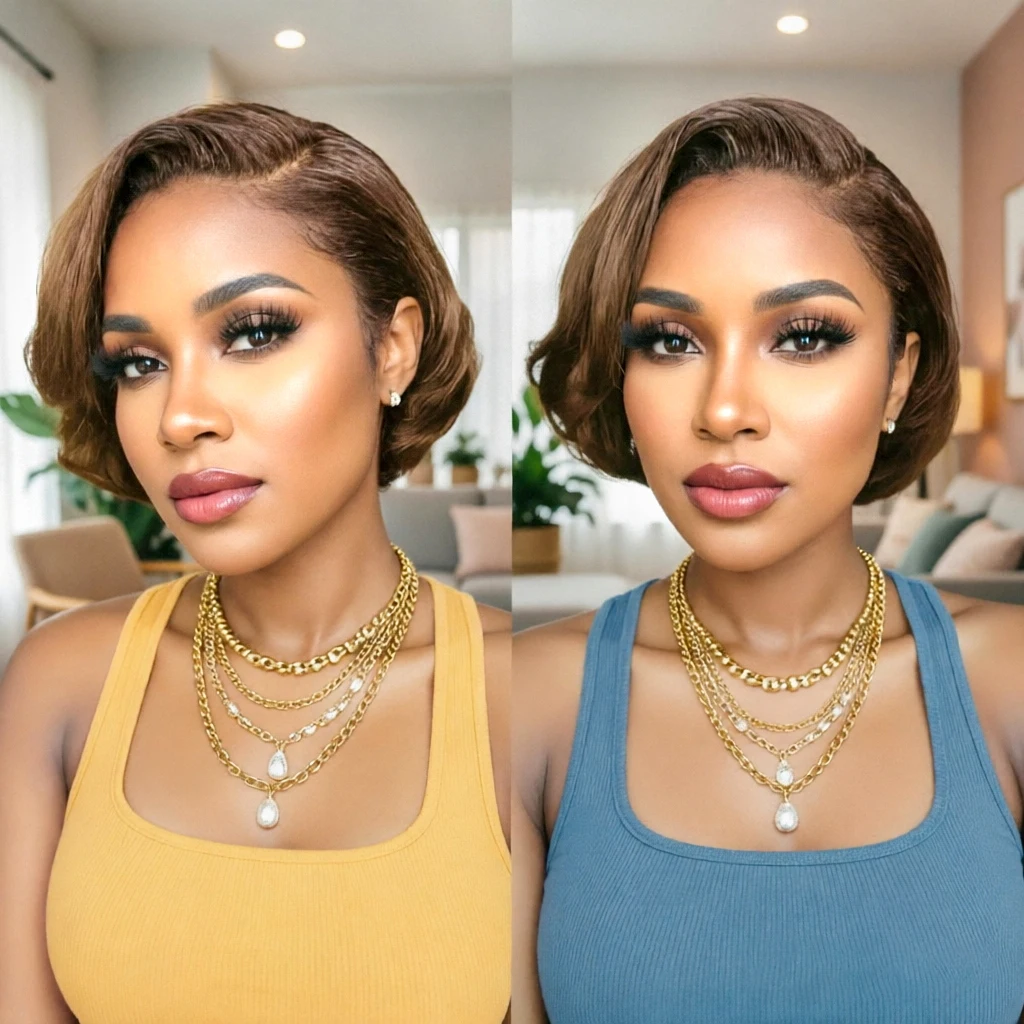1B/99J Highlight Straight Short Bob Human Hair Wig 13x4 Transparent Lace Front Wigs Pre Plucked For Women