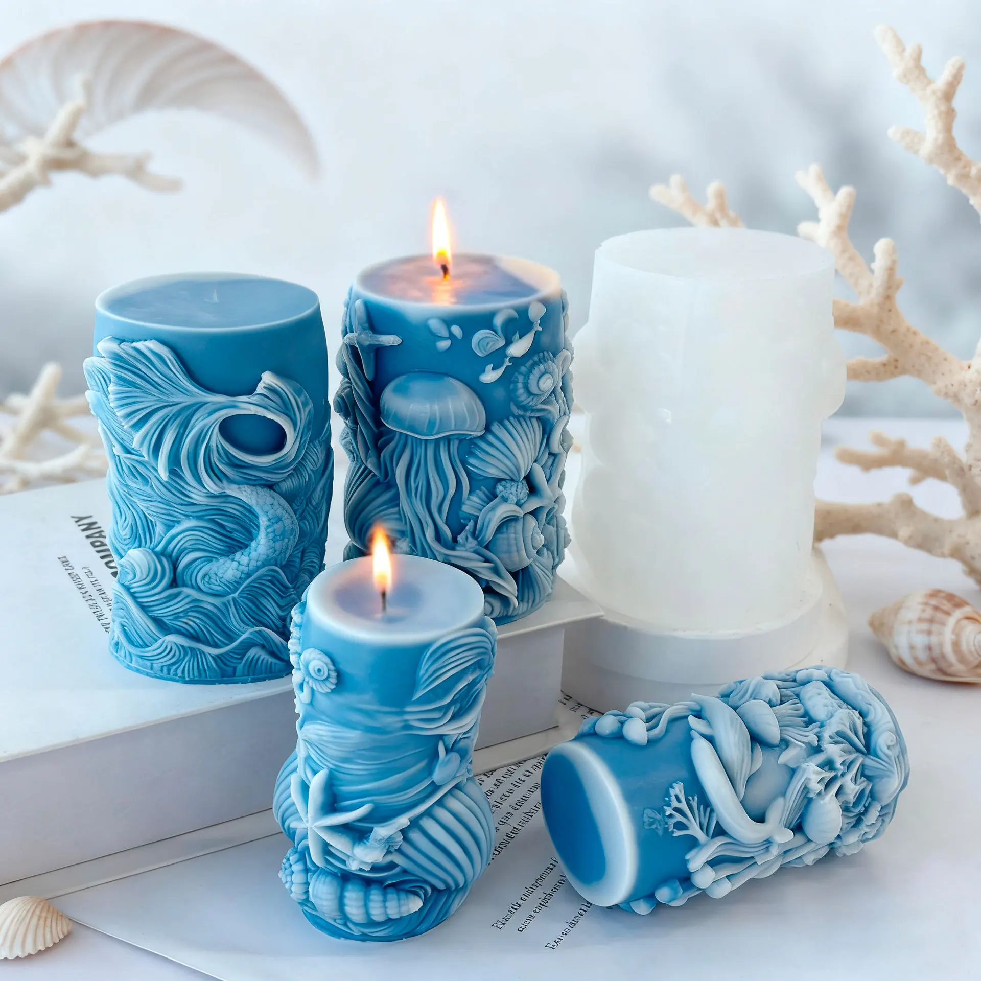 

Океанская силиконовая форма для свечей, замысловающая морская форма для свечей в виде медузы, цилиндрическая форма для ароматической свечи, прибрежная форма для домашнего декора, изготовление