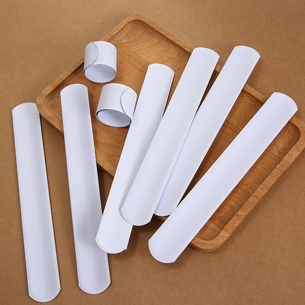 

24 Pcs White Board Slap Bracelets Toy Wristband Party Favors Graffiti Bands DIY Whiteboard Blank