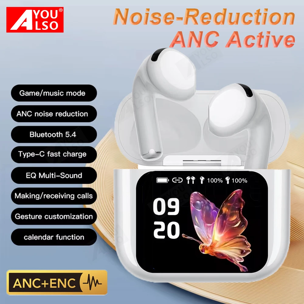 

Airs Pro 5 TWS Wireless Bluetooth Earphones Dual Stereo ANC Noise Reduction HD HiFi Music Headsets With Mic Headphones Earbuds