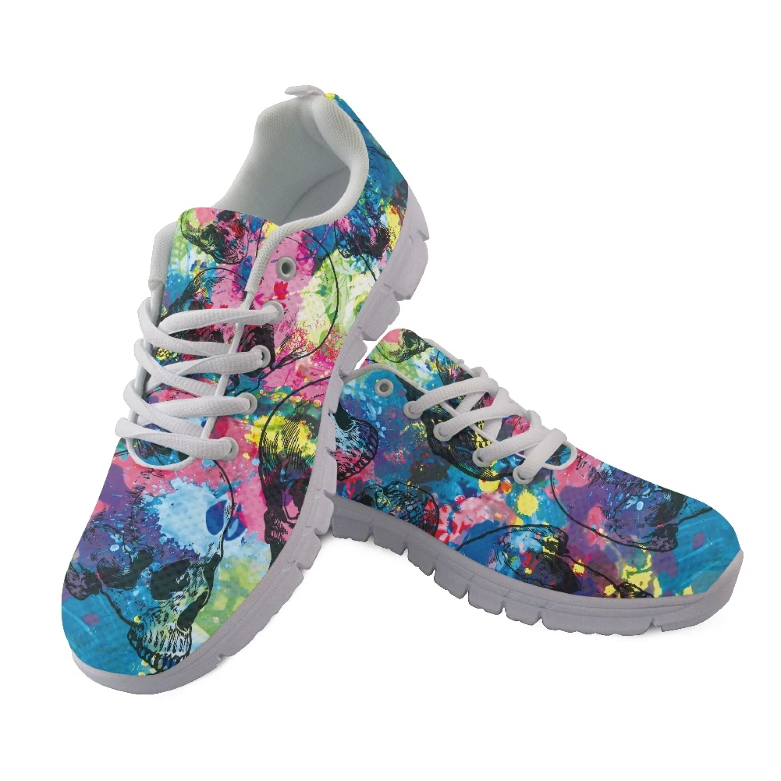 Coloranimal Colorful Splash Lace Up Athletic Sneaker Mens Lace Up Athletic Trainers Walking Sneakers for Womens Ladies