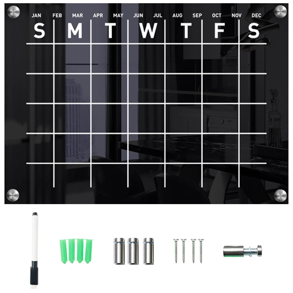 1 مجموعة جدار أكريليك واضح أسبوعي جاف مسح مجلس المنزل مكتب مذكرة معلقة السبورة إشعار المسح الجاف لوازم التقويم الأسبوعي