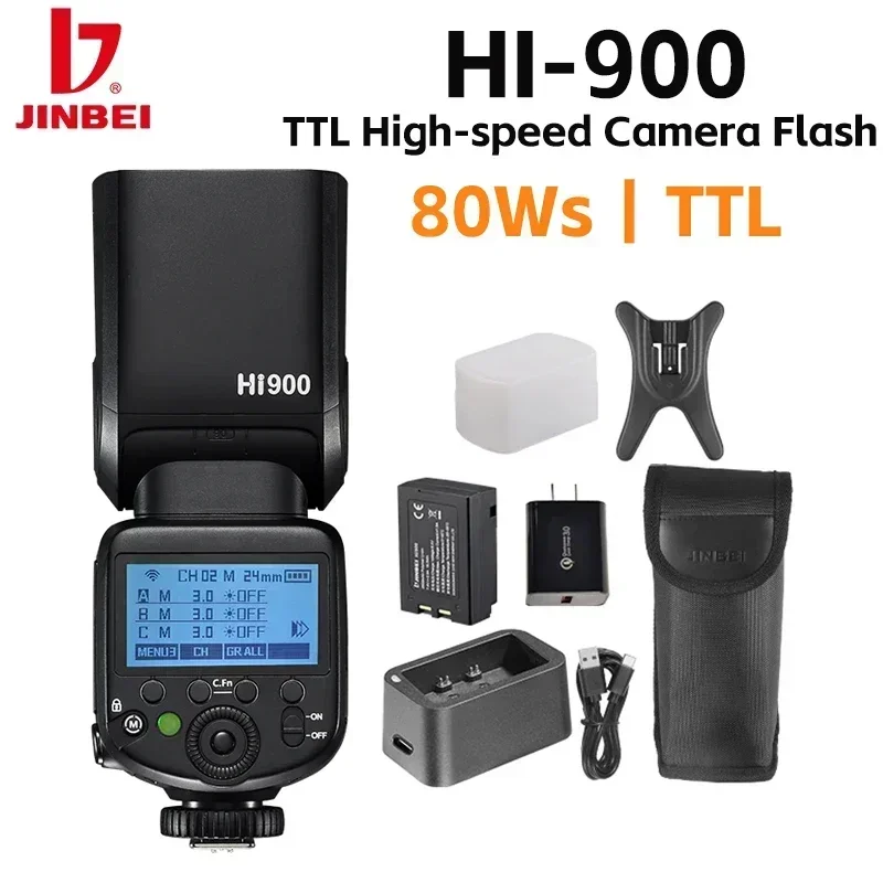

JINBEI Hi 900 Photography Professional Camera Flash Universal Camera Outdoor Li-ion Battery Speedlite Kit
