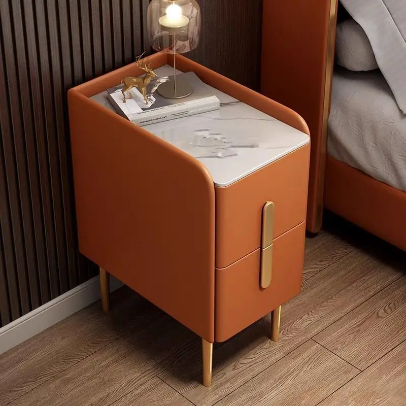 //Modern Eco-Friendly Durable Ultra-Narrow Luxury Nightstand With 2 Drawers For Bedroom Living Room
