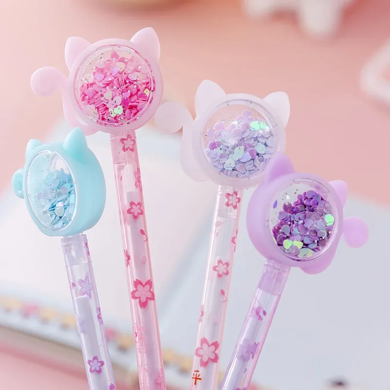 1 Pcs Creative Multicolor Cat Glitter Recreation Cute Gel Pen Kawaii Pens School Office & School Pen Ballpen