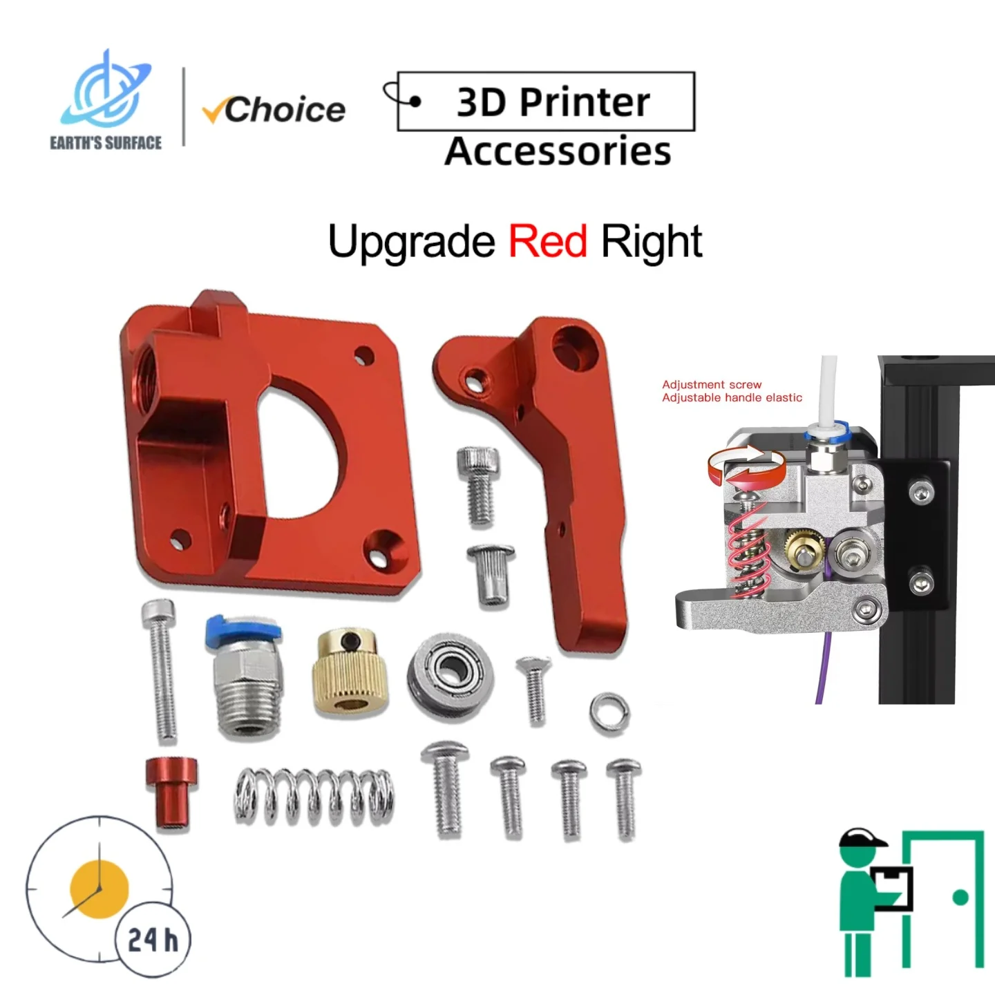 EARTH'S SURFACE CR-10S pro Dual Gear Extruder MK8 with Double Pulleys Metal Direct Drive HotEnd Upgrade Kit for 3D Printer