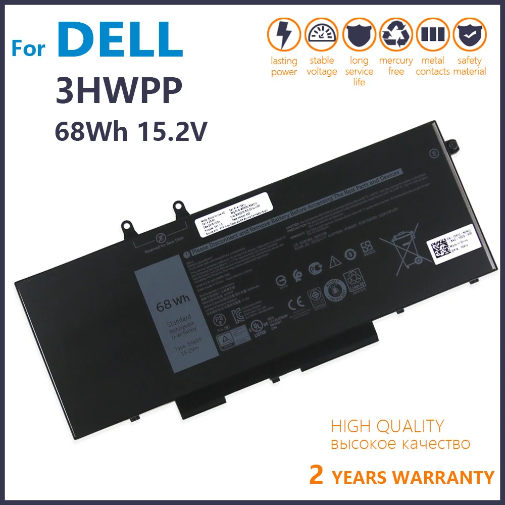 

Genuine 3HWPP 10X1J N2NLL Replacement Battery For Lat 5501 5401 5511 5510 5411 5410 Prc 3541 3551 3550 Laptop battery 15.2 V 68W