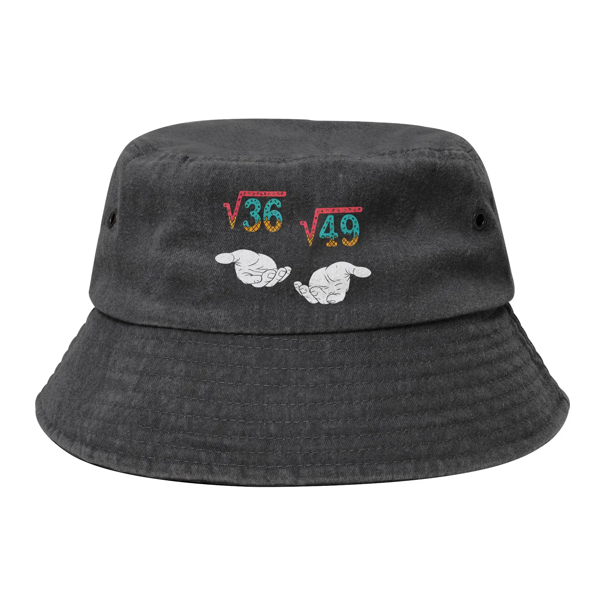 Summer Square Root 36 49 Meme 67 Ice Cream Drip Math Bucket Hats Unisex Distressed Cotton Hot Sun Hat  Bob Fisherman Cap