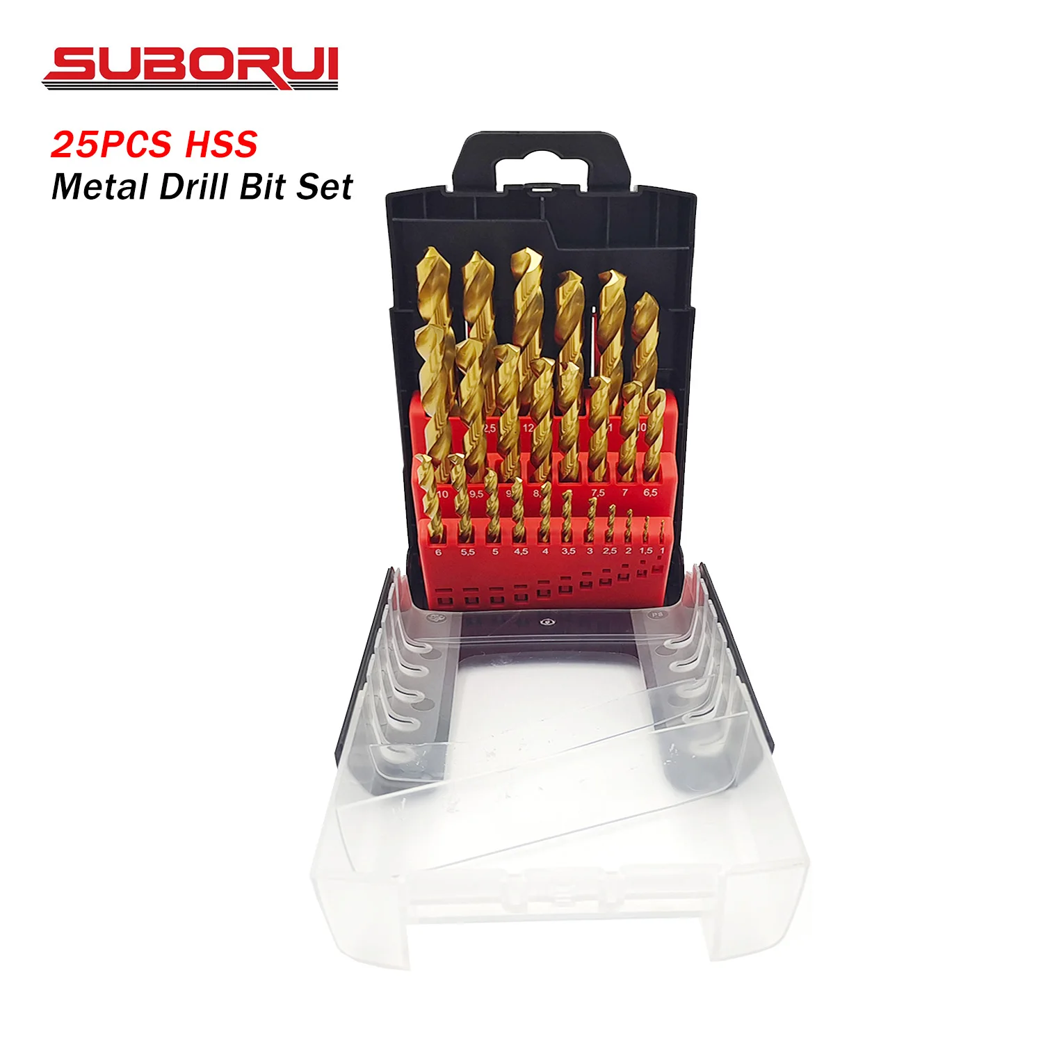 Picture 4: Borui 25pcs HSS  DIN338 Fully Ground  Drill Bits for Stainless Steel Metal Jobber Twist  Drill Bit Set for Metal
