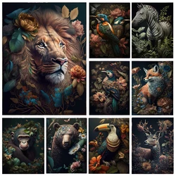Jungle Animals Zebra Lion Bird Deer Duck Diamond Painting 5D DIY Full Mosaic Embroidery Cross Stitch Picture of Rhinestones V471