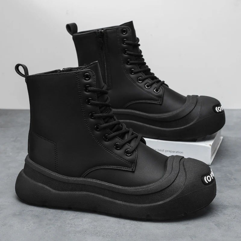 Men's new casual fashion comfortable four season versatile high top boots casual boots outdoor thick soled commuting work boots