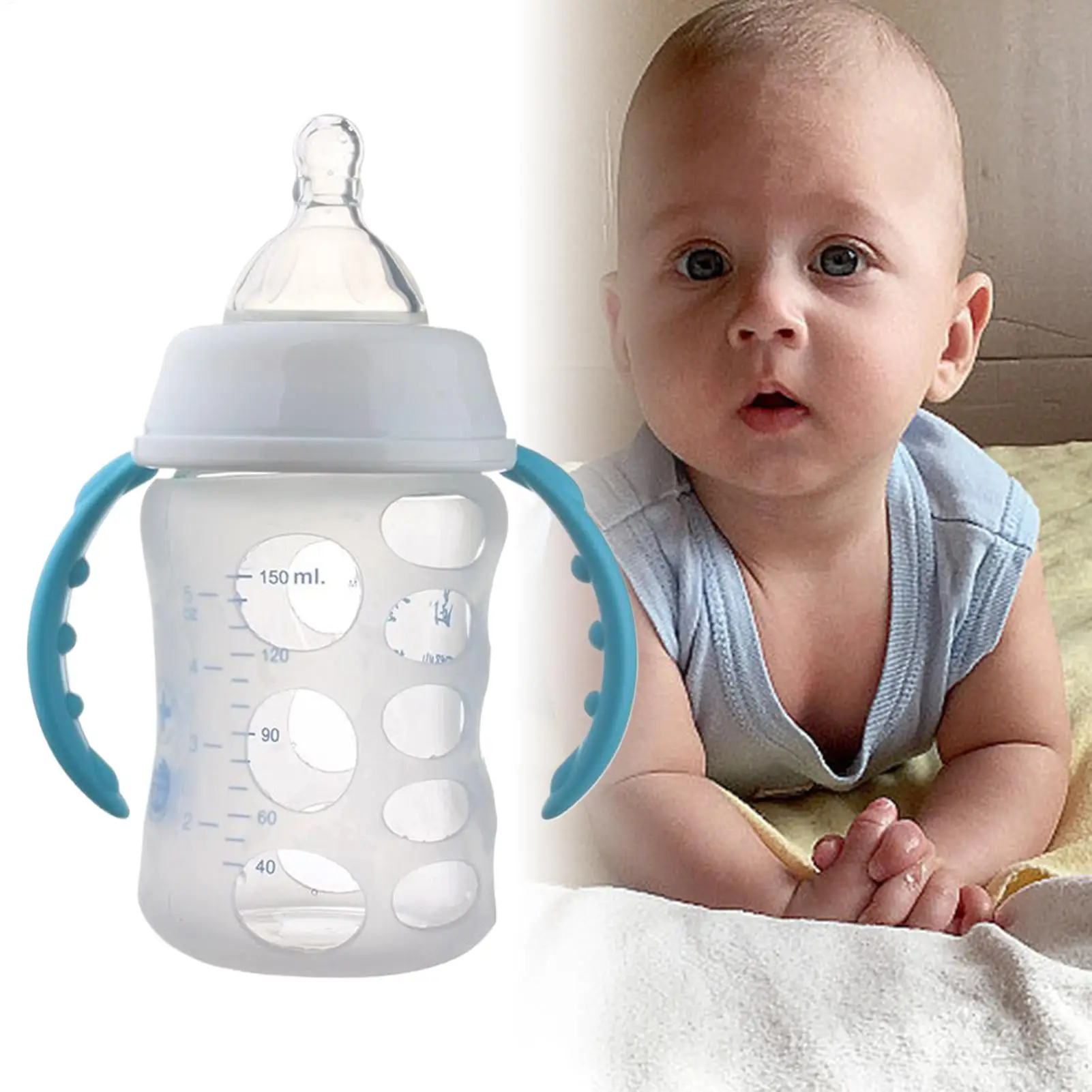 Нескользящий силиконовый чехол для детской бутылочки с рукавом для детской бутылочки, защитное стекло для кормления для путешествий, уличной коляски, парковой автомобиль