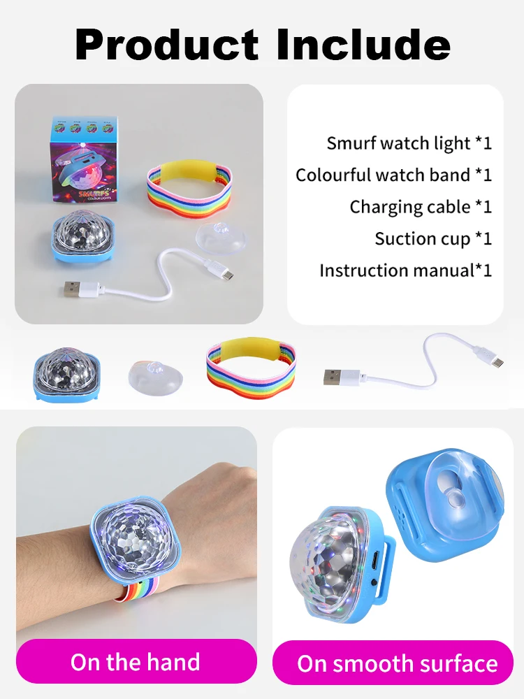 Nachtlampje ポータブル LED ナイトライトディスコウェアラブルウォッチサウンドコントロールプロジェクションディスコステージライト KTV バー用アンビエントランプ