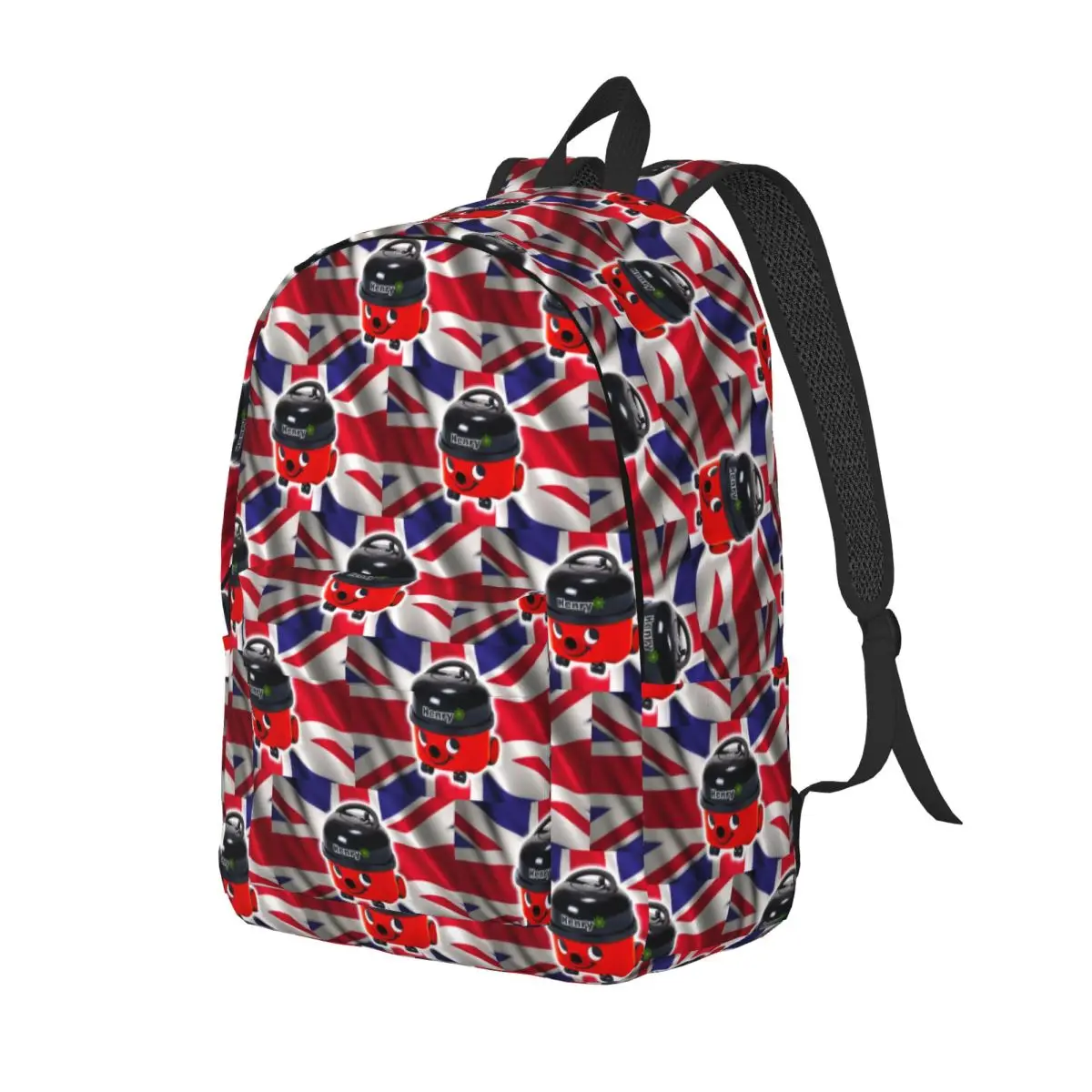 Henry Hoover With UK Flag Student Backpack School Bag Hiking Travel Daypack for Boys Girls Bookbag Shoulder Bags