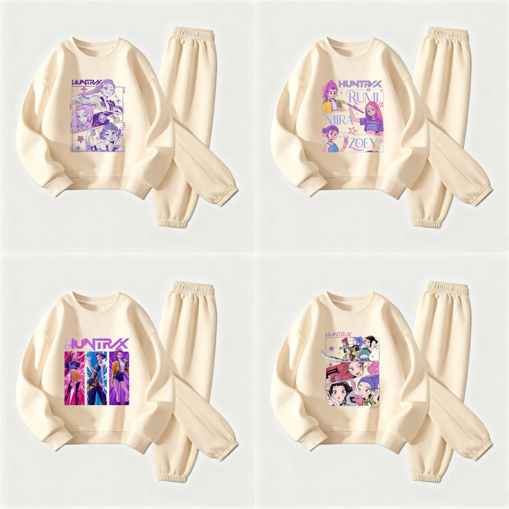 

2026 Spring Autumn Wear Children's Clothes Printing Hoodie+Sweatpants Two Piece Loose Casual Tops For Boys And Girls Costume