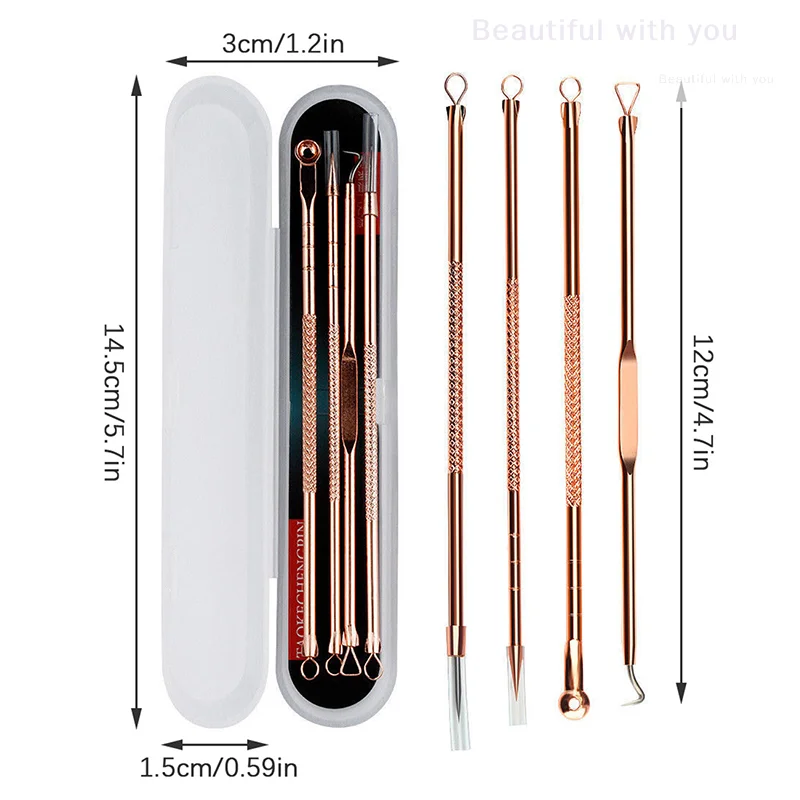 4 stks/set Facial Pore Cleaner Extractor Gezicht Huidverzorging Gereedschap Mee-eter Comedo Puistje Belmish Acne Remover Naalden
