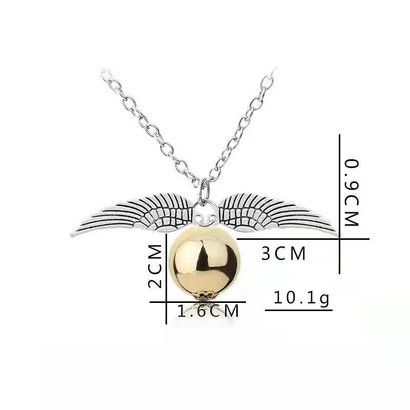 Hogwarts Harries Movie Peripheral Golden Snitch Wing Necklace Potters Magic Prop Christmas Cartoon Clavicle Chain Pendant Gifts