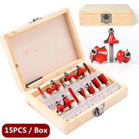 15PCS 6.35mm Router Bit Set Trimming Straight Milling Cutter Wood Bits Tungsten Carbide Cutting Woodworking Trimming
