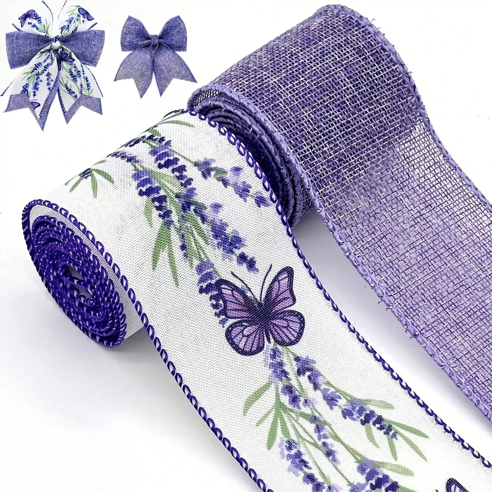 Lila Lavendel Schmetterling Muster Bänder DIY handgemachte Bänder Geschenkverpackung Blumenarrangements Schleifen Hochzeitsdekorationen