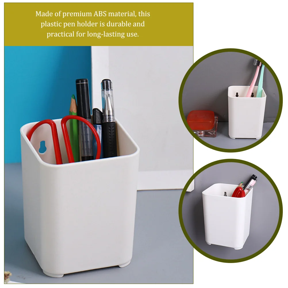 

2Pcs Plastic Pen Holder Desktop Organizer ABS Pencil Case Makeup Brush Storage Box Office Supplies Desk Pencil Holder