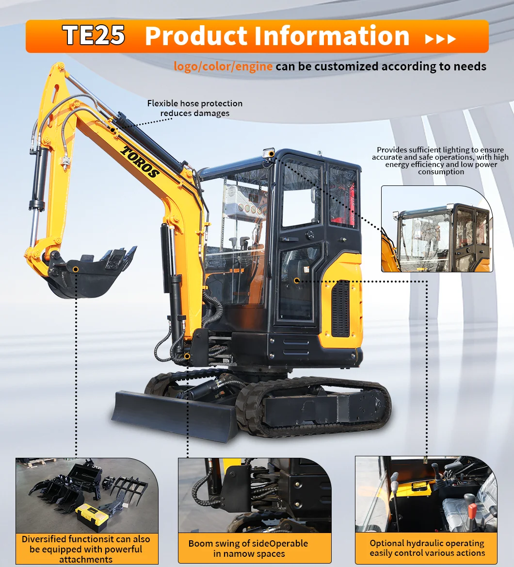 Kleiner Raupenbagger 3,5 Tonnen Maschine Hocheffizienter Minibagger mit EPA-Motor Kundenspezifischer Micro Bagger – Detail 6