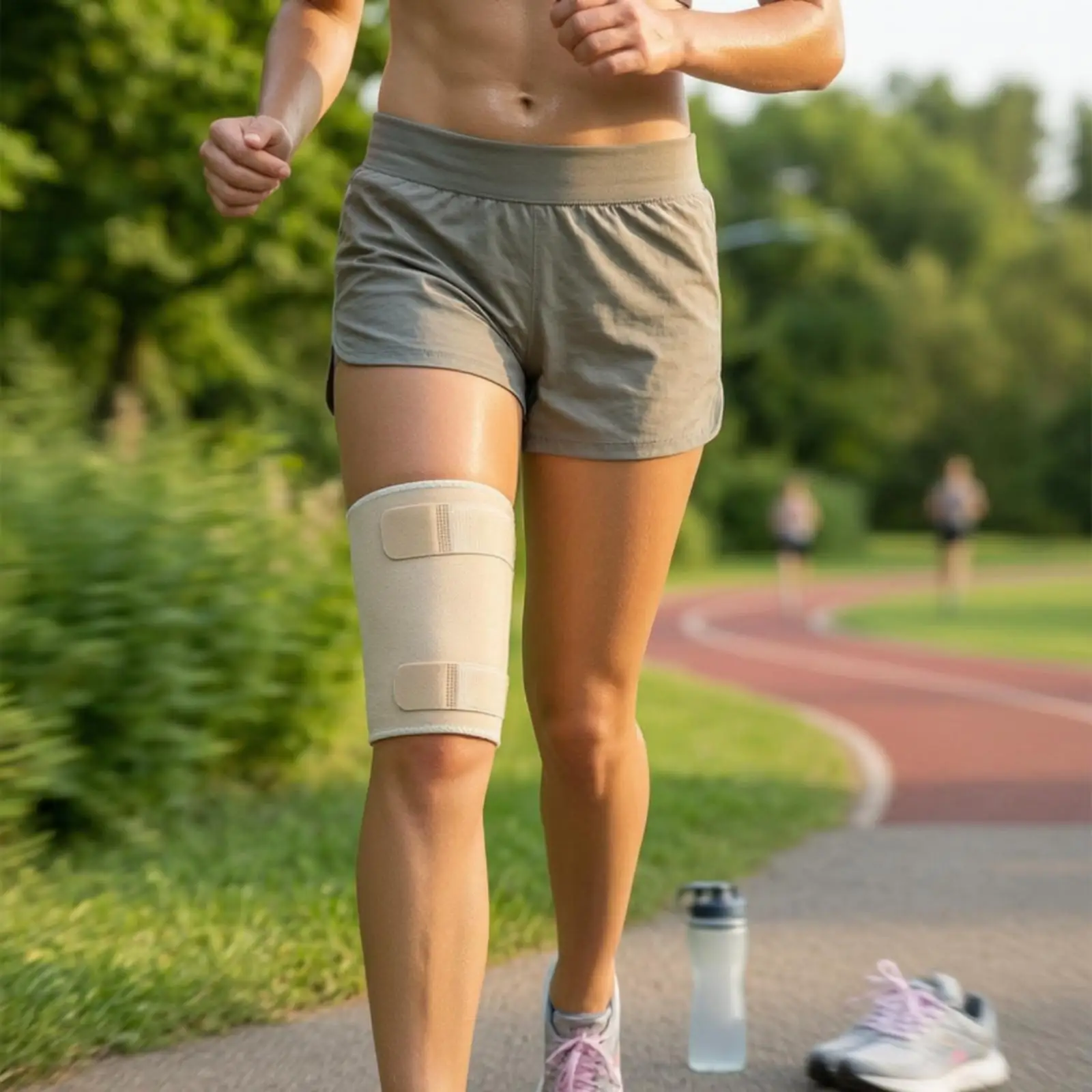 Thigh Support with Straps Adjustable Compression Sleeve Supportive Thigh