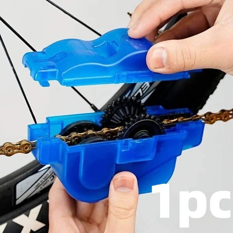 Image of 1 Stück Tragbarer Fahrradkettenreiniger, Mountainbike- und Motorradketten-Waschwerkzeug, Kettenrad-Reinigungswerkzeug. Kettenreiniger