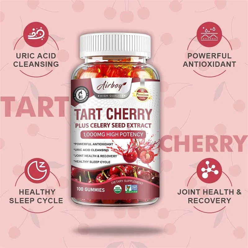 Tart Cherry Gummies - น้ํายาทําความสะอาดกรดยูริกระดับพรีเมียมเพื่อการสนับสนุนข้อต่อและการฟื้นฟูกล้ามเนื้อ