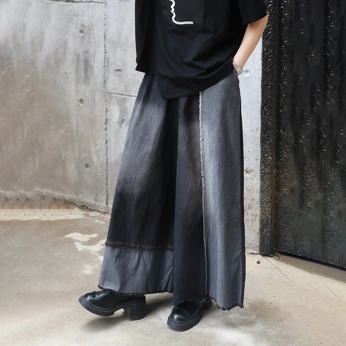 

Американский стиль, новая мода, женские свободные контрастные цвета, повседневные модные широкие брюки, прямые джинсы с высокой талией, женские брюки