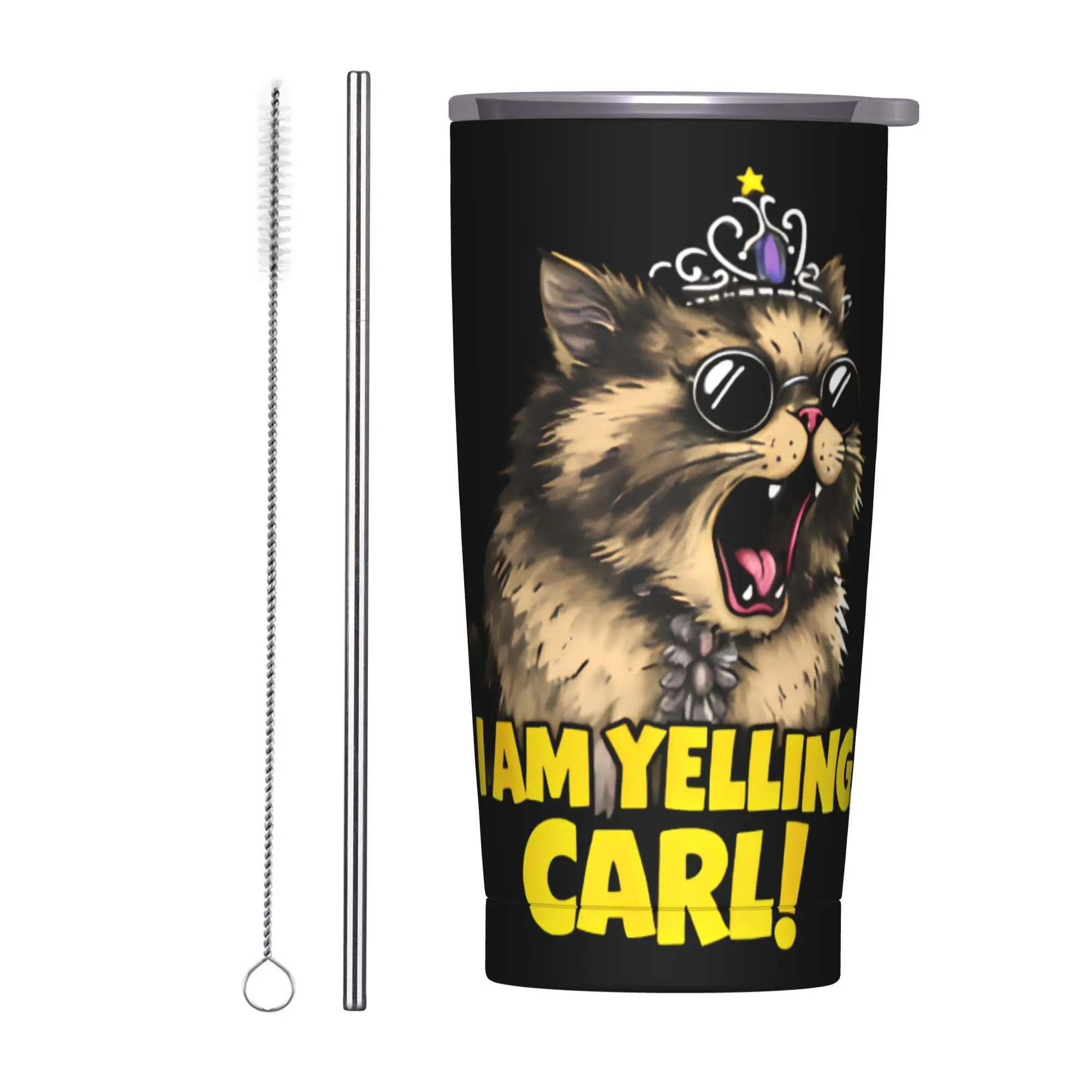 I Am Yelling Carl Donut Cat Meme Tumbler  Keep Heat Cold and Hot Water Bottle Stainless Steel Travel Mugs Cup