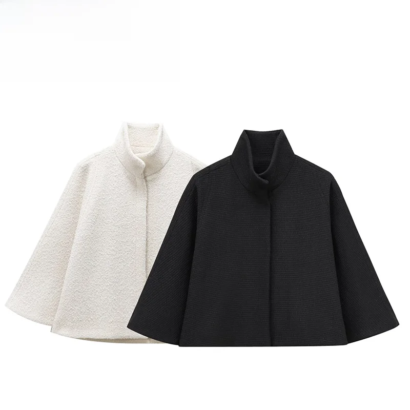 Faionable Gemengde Vezel Stand Kraag Mantel Jas voor Vrouwen Herfst Nieuwe Sle Dames ort Bovenkleding Polyester Lange Sve Jas