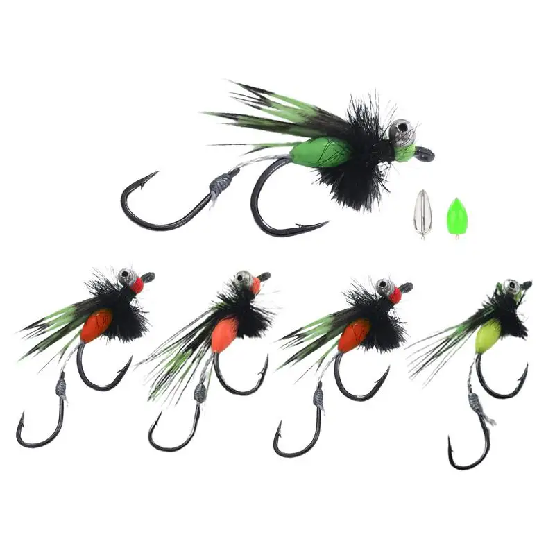 Fly Fishing Kit 5 Pcs Realistic Fly Fishing Dry Fly Vibrant Fly Fishing Lures Kit For Saltwater And Freshwater Fly Fishing Kit