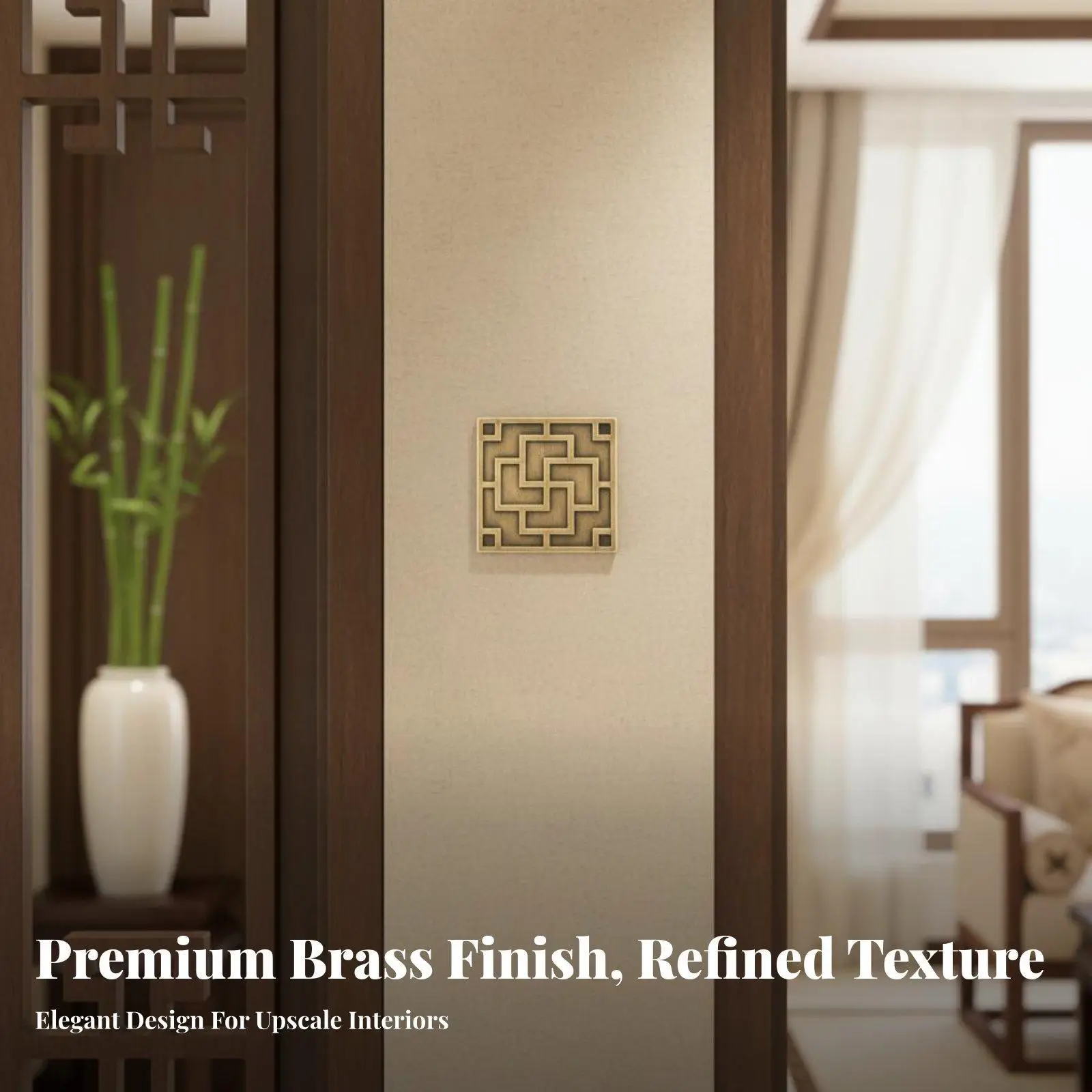 Brass Decorative Plate Lotus Motif Nail Free Damage Free for Desktops