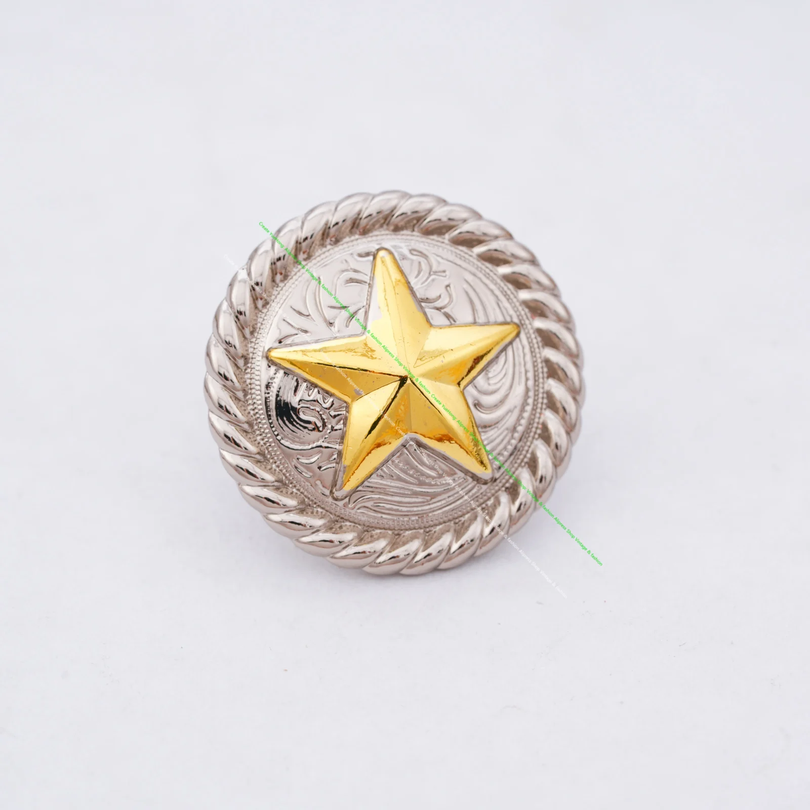 5X 1-1/4 Inches Silver Western Ranger Gold Texas Star Leathercraft Belt Horse Headstall Saddles Conchos Button Belt Collar Decor