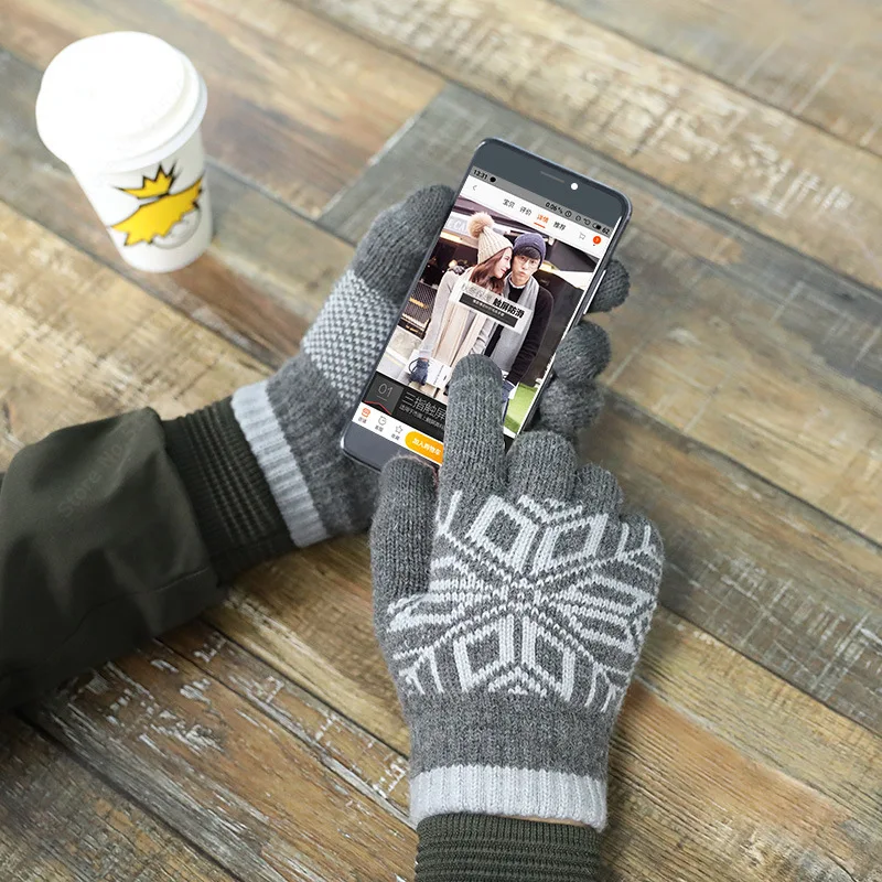 Xiaomi-guantes de punto de invierno para hombre, manopla de dedo completo para pantalla táctil, gruesa, mantiene el calor, de lana sólida, de negocios, de alta calidad