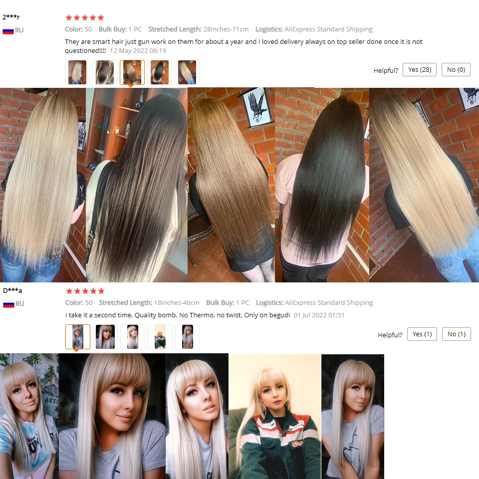 Mechones de cabello liso hueso para salón, extensiones naturales, fibras sintéticas súper largas, tejido liso Yaki, de punta a punta 6