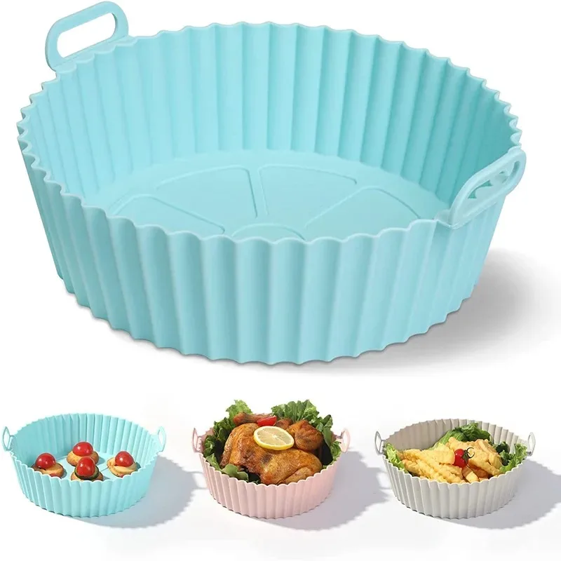 8.5 inch Silicone Pot for Airfryer Reusable Air Fryer Accessories Baking Basket Kitchen Cake Cooking Baking Tools Random Color